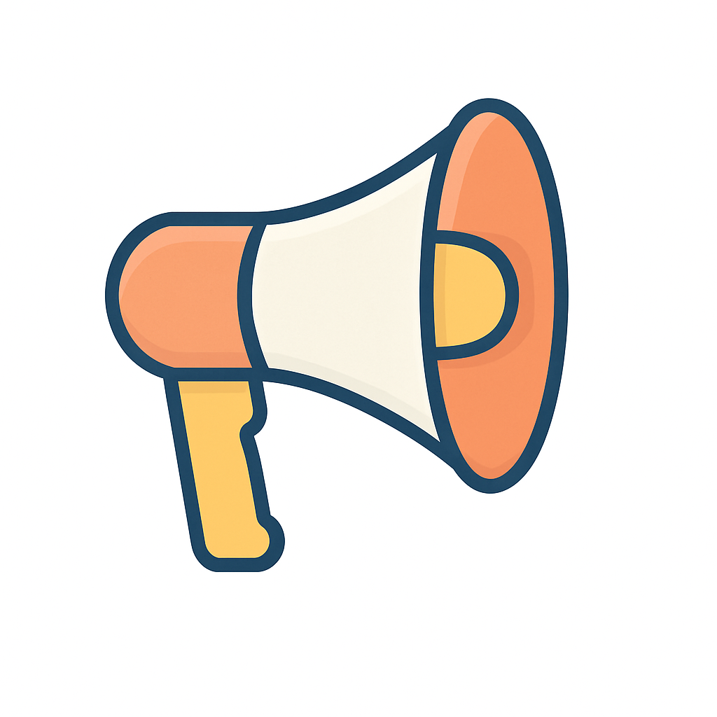 Icon of a megaphone representing marketing and advertising