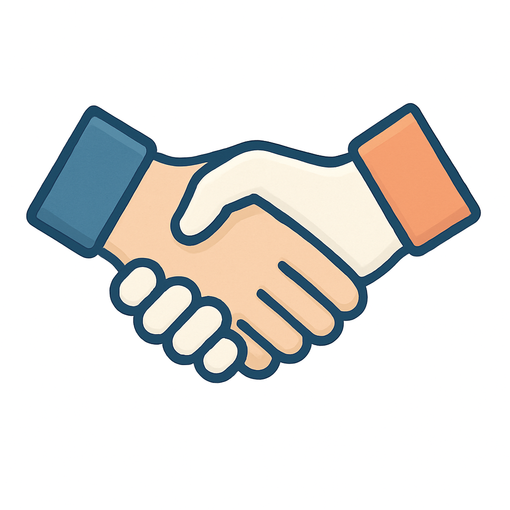Icon of two hands shaking representing negotiation services